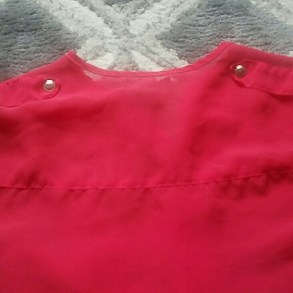 Sheer Red Flowy Tunic Style Blouse - Picture 8 of 8